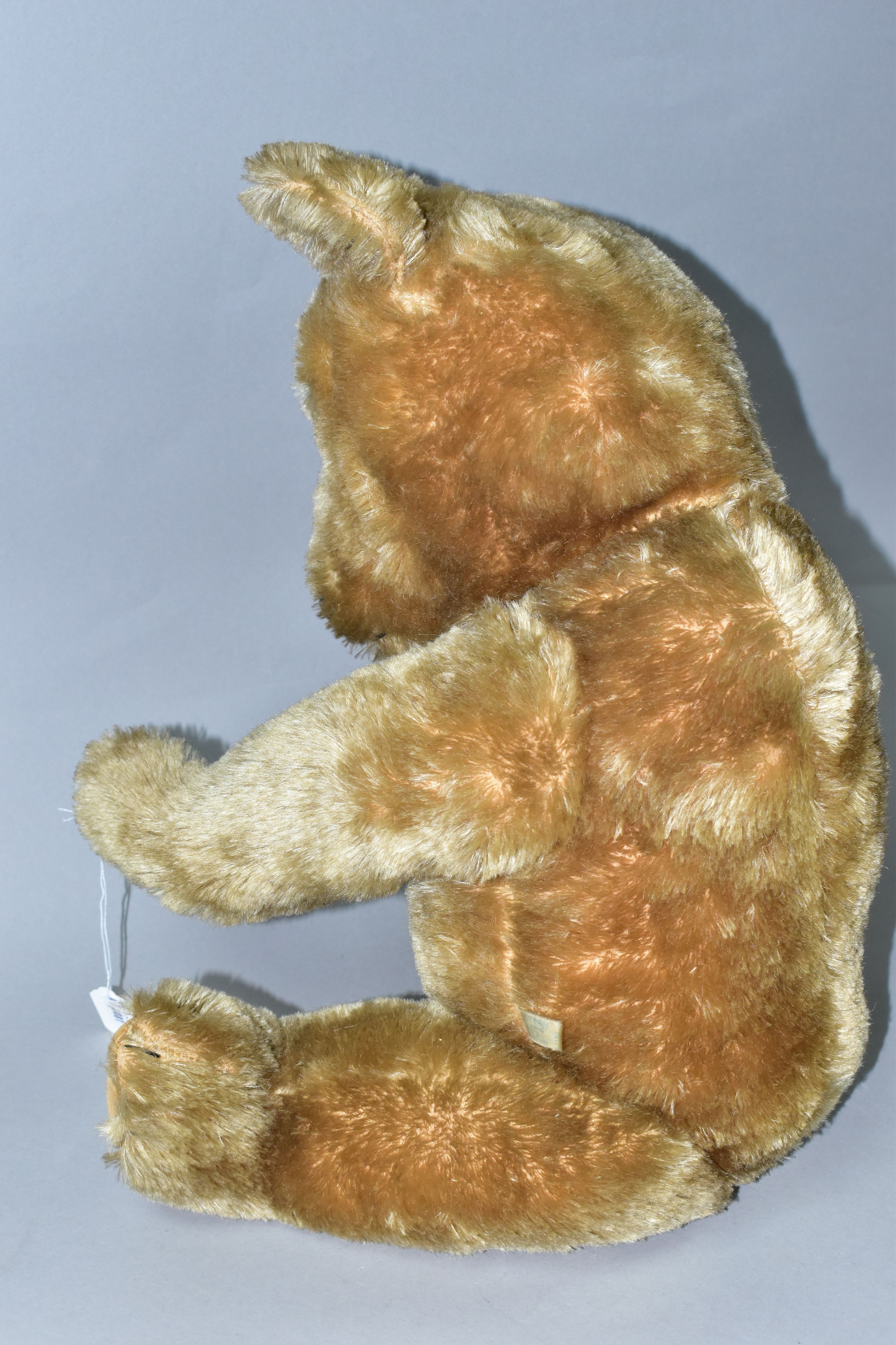 A 20TH CENTURY CHILTERN HYGIENIC TOYS TEDDY BEAR, disc joints, stitched features, blonde mohair, - Image 4 of 5