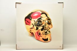 RORY HANCOCK (WALES 1987) 'LOVE ME FOREVER', a signed limited edition box canvas print of a skull,