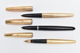 TWO 'PARKER' FOUNTAIN PENS AND A 'SHEAFFER' FOUNTAIN PEN, to include a rolled gold 'Parker 21'