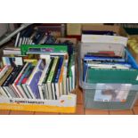 BOOKS & MAGAZINES, four boxes containing over 100 titles in hardback and paperback formats, three