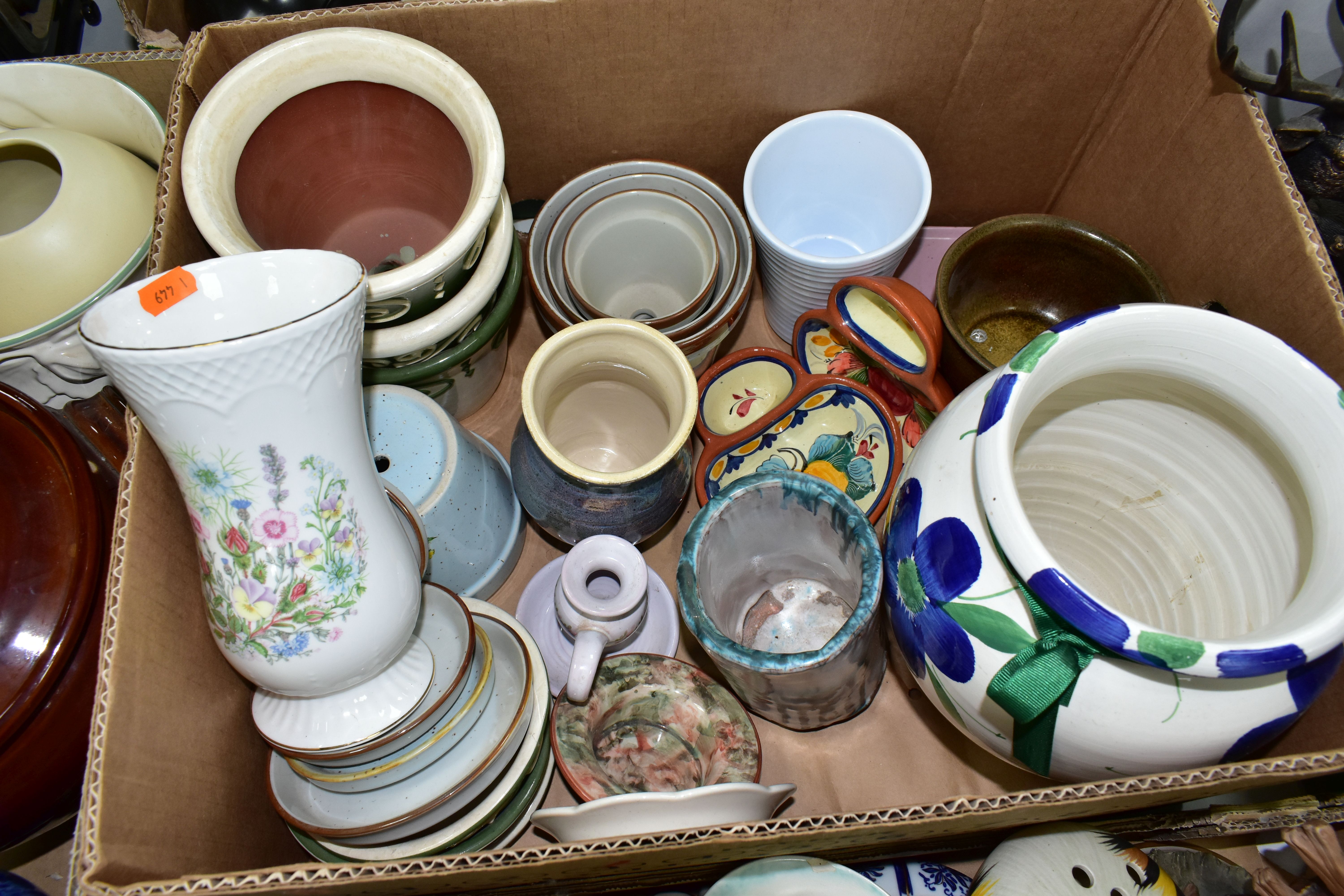 FOUR BOXES OF CERAMICS AND ORNAMENTS, to include a family of three Coalport 'Collectable' black - Image 9 of 10