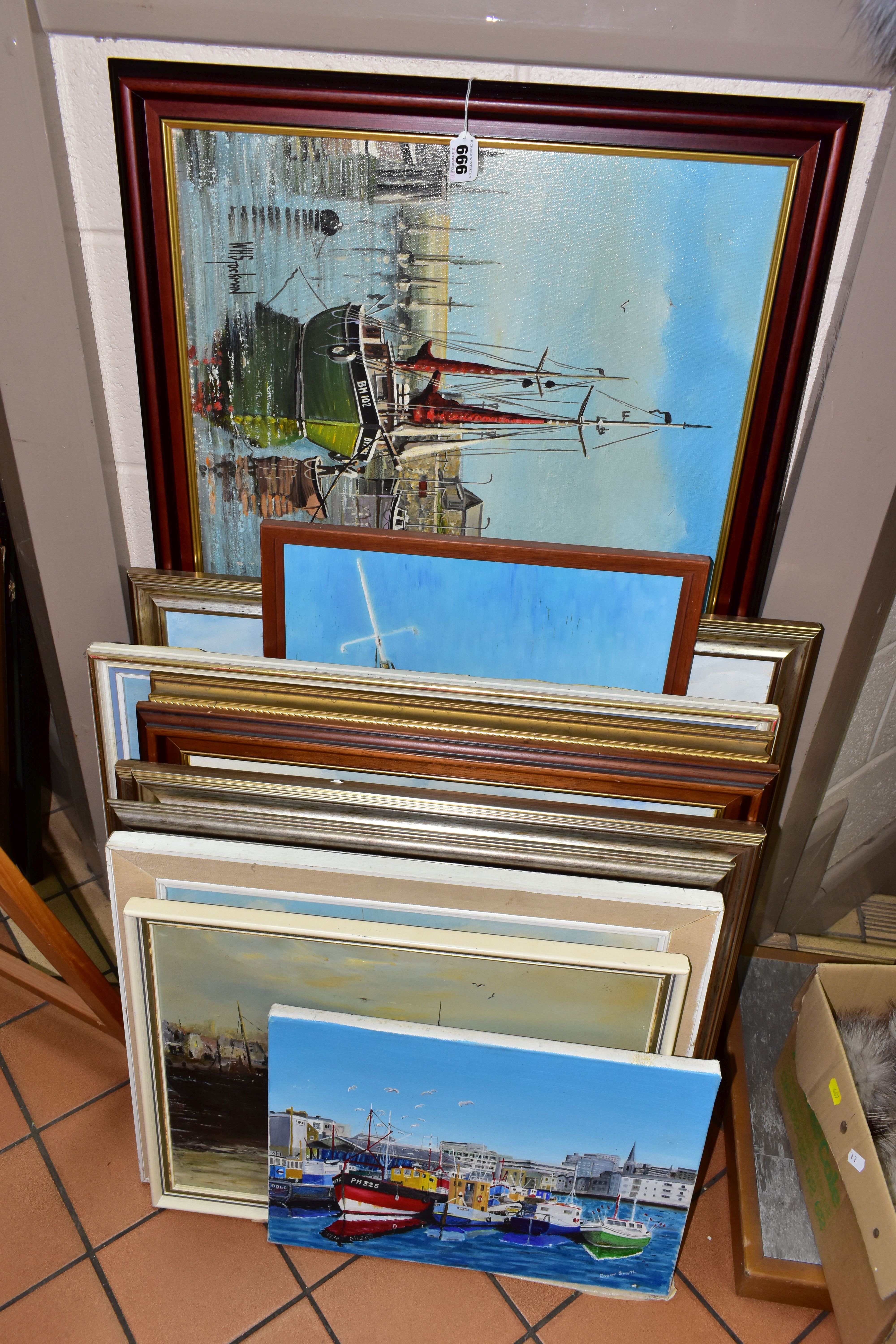 ELEVEN MARITIME / BOATING THEMED OILS AND ACRYLICS, to include William Henry Stockman (British