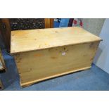 A 19TH CENTURY PINE BLANKET CHEST, width 90cm x depth 46cm x height 44cm (condition:-surface marks