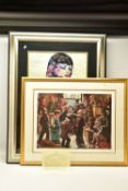 TWO MODERN DECORATIVE PICTURES, comprising M Martino a signed limited edition print collage portrait