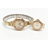 TWO 9CT GOLD WATCHES, the first an AF lady's wrist watch, signed 'Avia', Roman numerals