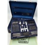A BRIEFCASE 'SBS SOLINGEN' CANTEEN, twelve person table setting of stainless steel cutlery in a blue