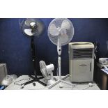 A PREM I AIR DEHUMIDIFIER, two standard fans and a table fan (all PAT pass and working) (4)