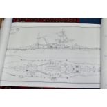 WARSHIP/COMMERCIAL SHIP PLANS thirteen assorted facsimile scale drawings of various HMS Royal Navy