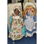 FOUR BOXED ALBERON COLLECTORS DOLLS, together with a Seymour Mann collectors doll (one Alberon