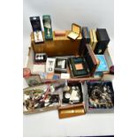 A LARGE QUANTITY OF FASHION WRISTWATCHES, POCKET WATCHES AND EMPTY JEWELLERY BOXES, large quantity