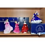 FOUR BOXED ROYAL DOULTON FIGURINES, comprising Mary HN3375 Figure of the Year 1992, Fragrance HN3311
