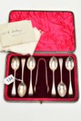 A VICTORIAN CASED SET OF SILVER TEASPOONS, six old English pattern teaspoons with monogram