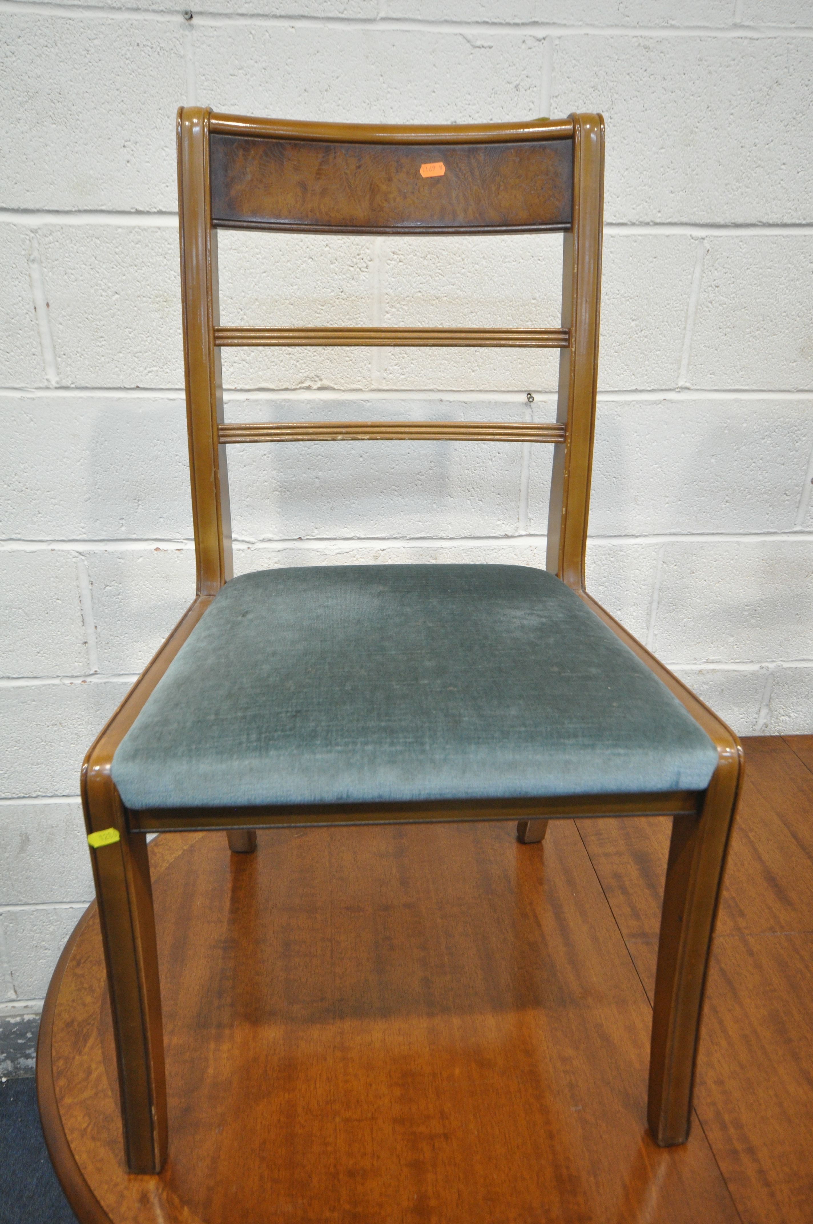 A 20TH CENTURY NATHAN MAHOGANY AND BURR ASH OVAL EXTENDING DINING TABLE, open length 175cm x - Image 2 of 4