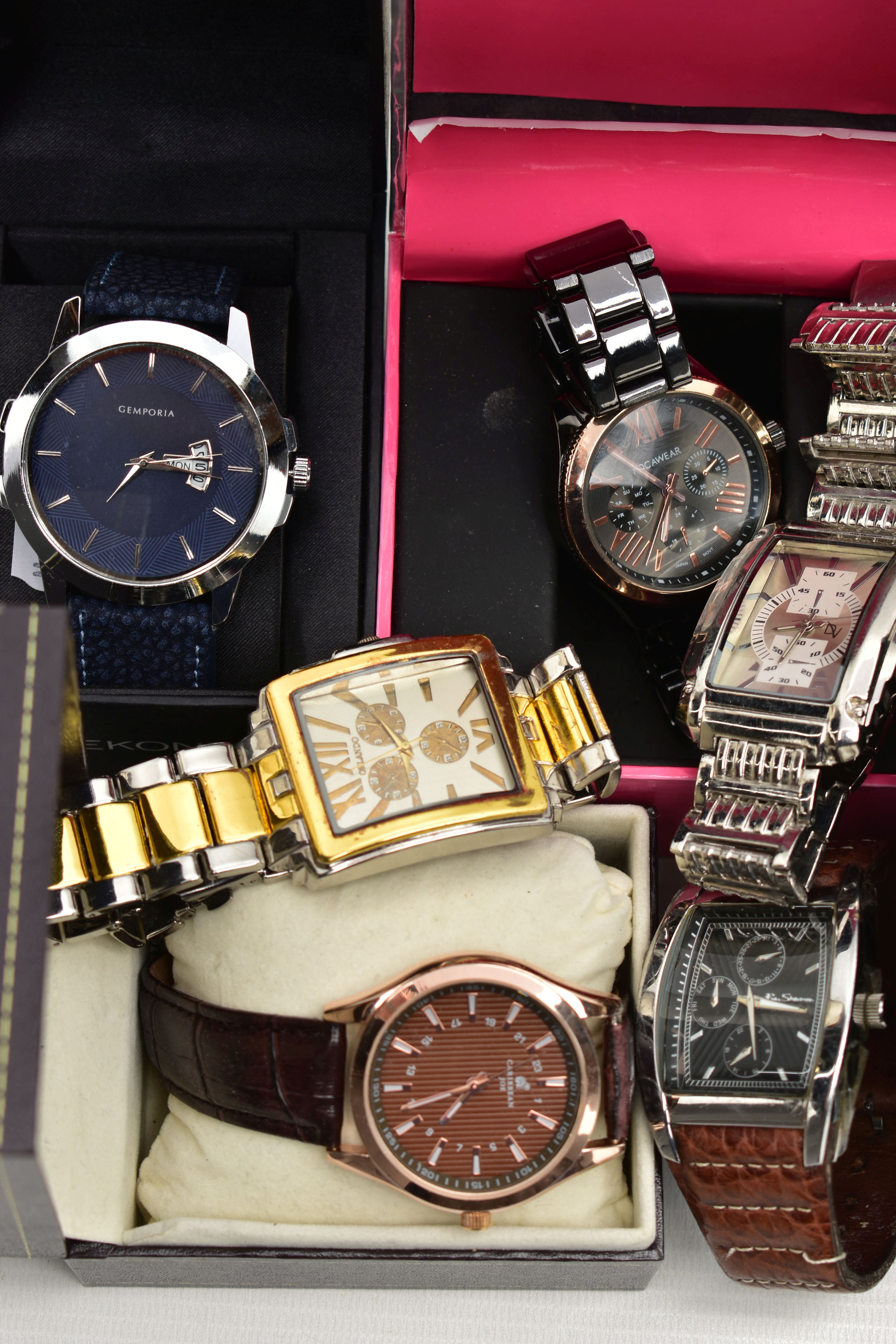 A BOX OF ASSORTED WRISTWATCHES, thirteen wrist watches, names to include 'Ben Sherman, Caribbean - Image 2 of 5