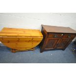 A PINE OVAL GATE LEG TABLE, open length 133cm x closed 45cm x depth 107cm x height 74cm, along