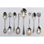 ASSORTED SILVER SPOONS, eight silver spoons, all bearing various UK hallmarks, approximate gross