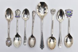 ASSORTED SILVER SPOONS, eight silver spoons, all bearing various UK hallmarks, approximate gross