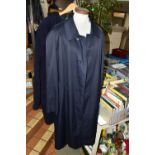 A GENTLEMAN'S CLASSIC BURBERRY RAINCOAT, in navy blue, signature check lining with a detachable 100%