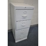 A WHITE PAINTED PINE FOUR DRAWER FILING CABINET, width 51cm x depth 65cm x height 132cm (condition -
