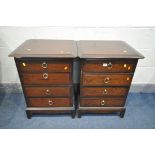 A PAIR OF STAG THREE DRAWER BEDSIDE CABINETS (condition - see images to see damages) (2)