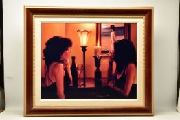 CARRIE GRABER (AMERICAN 1975) 'CALIFORNIA NIGHTS' depicting two female figures drinking wine, a