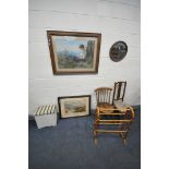 A SELECTION OF OCCASIONAL FURNITURE, to include a painting of a woman reading in nature, a