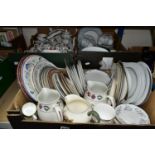 THREE BOXES OF ASSORTED TEA AND DINNER WARES ETC, to include 'Old Colonial' part dinner service,