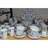 A QUANTITY OF MASONS DENMARK PATTERN DINNER WARES, to include teapots, mugs, cups and saucers,