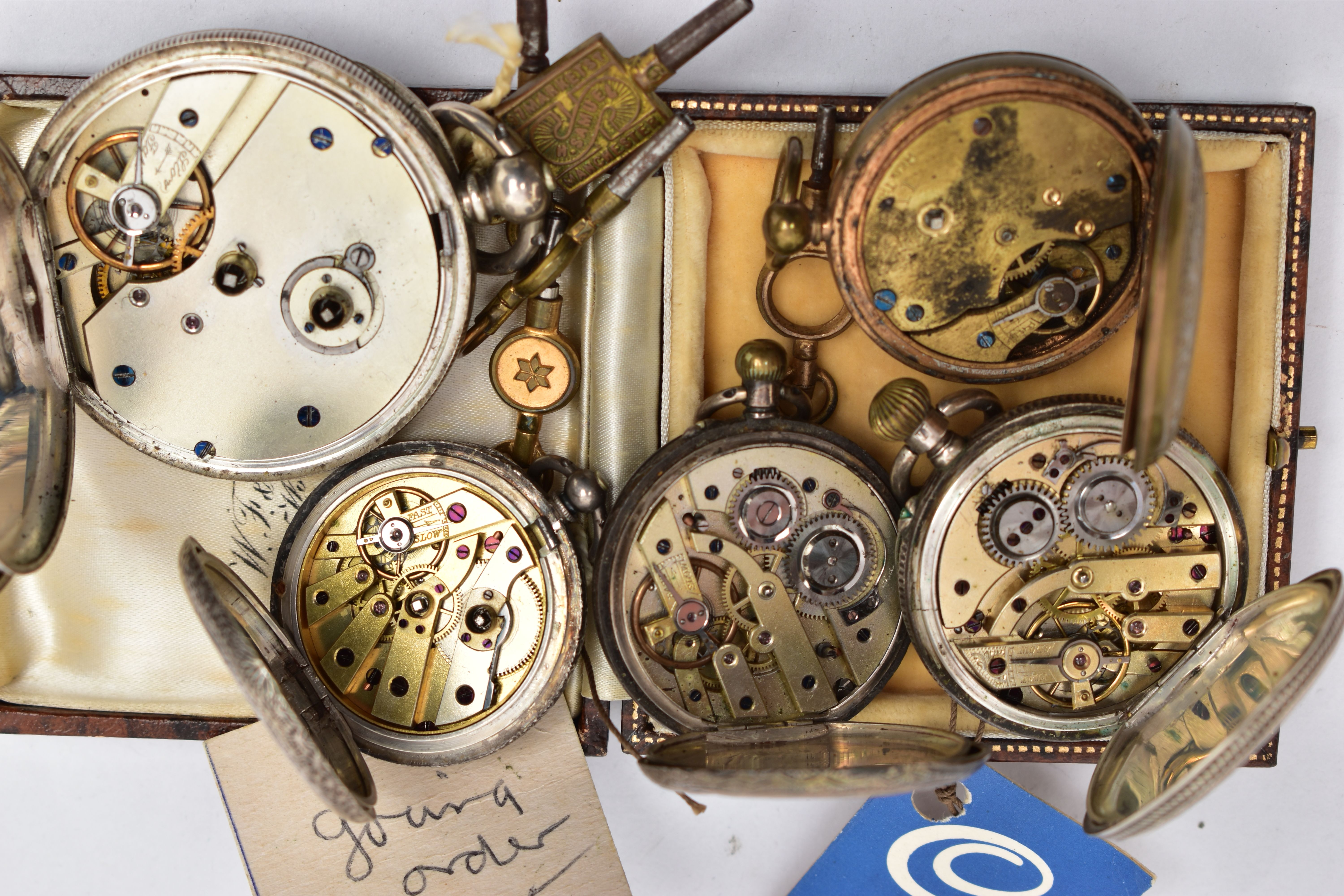 FIVE OPEN FACE POCKET WATCHES, the first a silver cased ladies pocket watch, hand wound movement, - Image 5 of 5