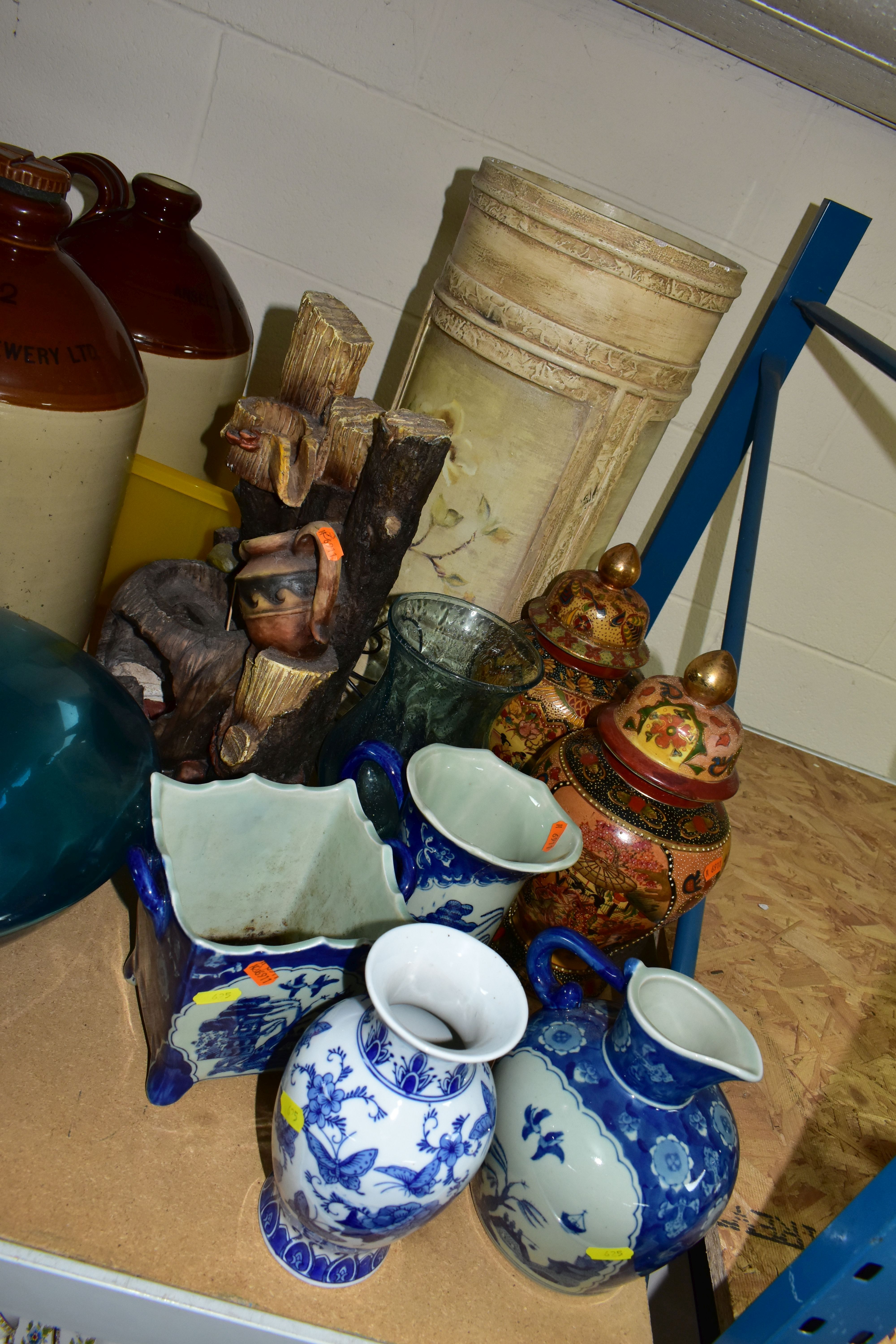 A LARGE QUANTITY OF DECORATIVE ORNAMENTS, comprising blue and white jugs and vases, two Ansells - Image 7 of 7