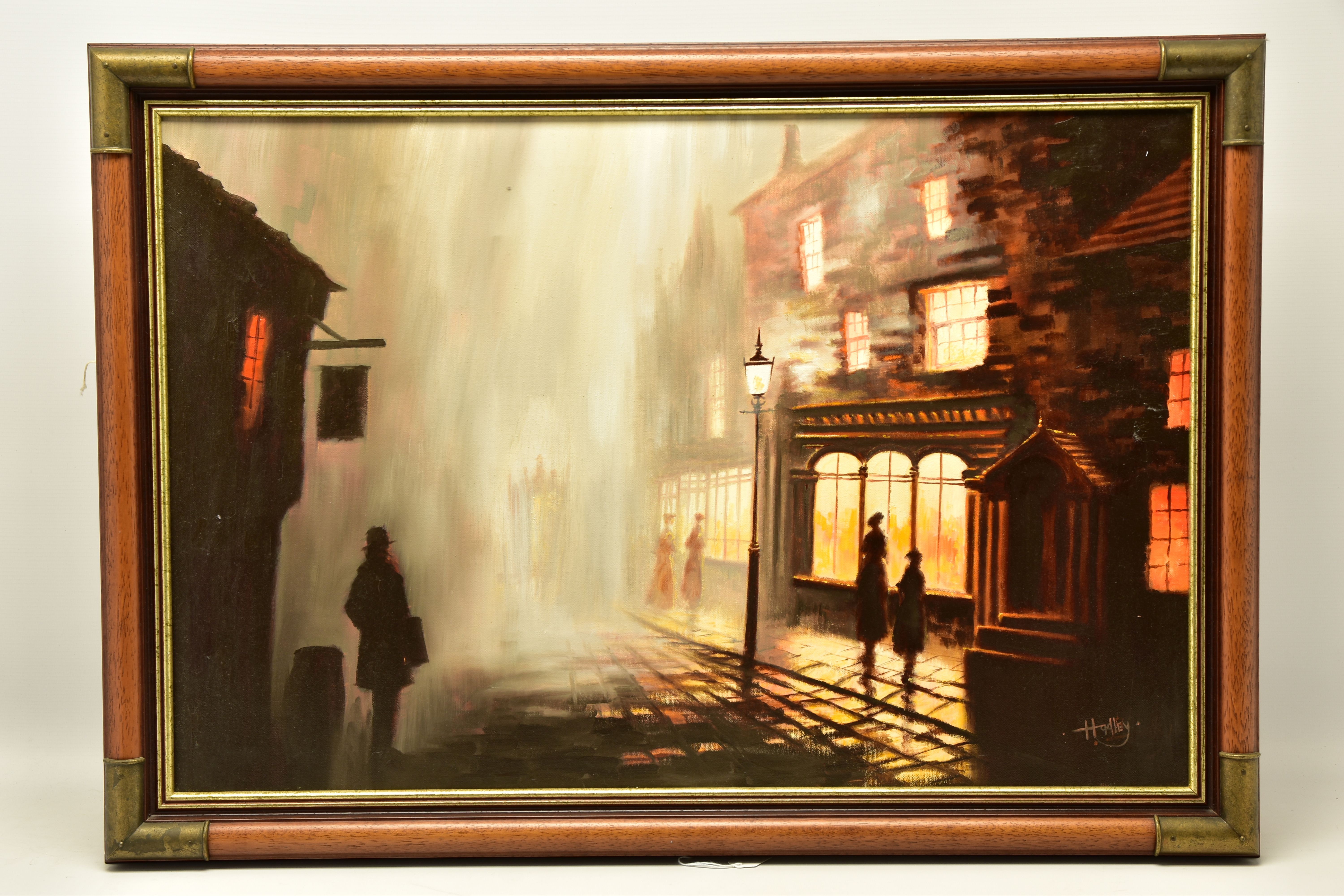 BILL HADLEY (BRITISH CONTEMPORARY) A NOSTALGIC VICTORIAN STYLE STREET SCENE, signed bottom right,