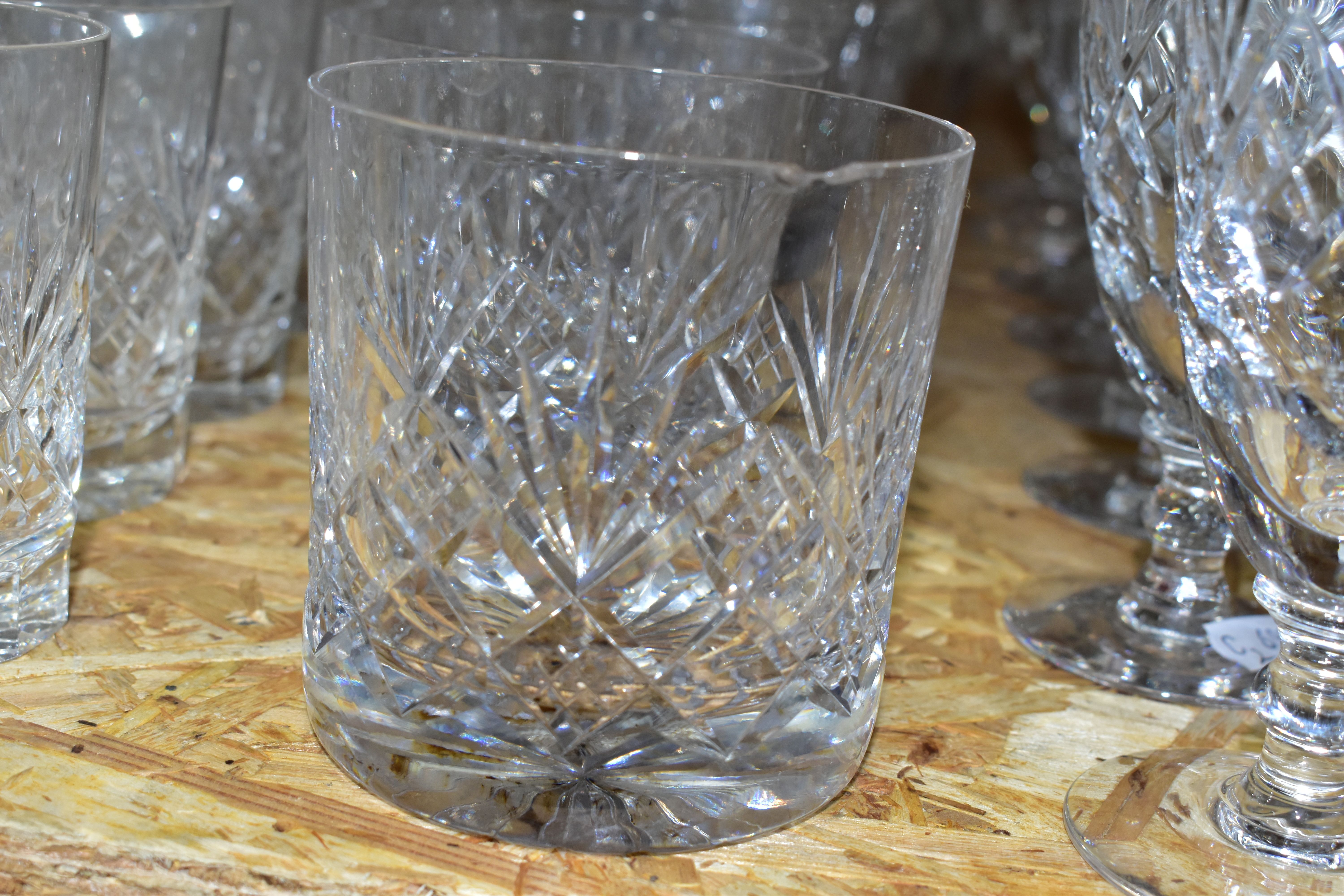 A QUANTITY OF CUT CRYSTAL, comprising a set of six Waterford 'Lismore' Crystal tumblers, a water - Image 9 of 11