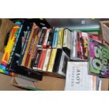 MUSIC TAPES & CDS, five boxes containing approximately 100 music tapes including some blank tapes,