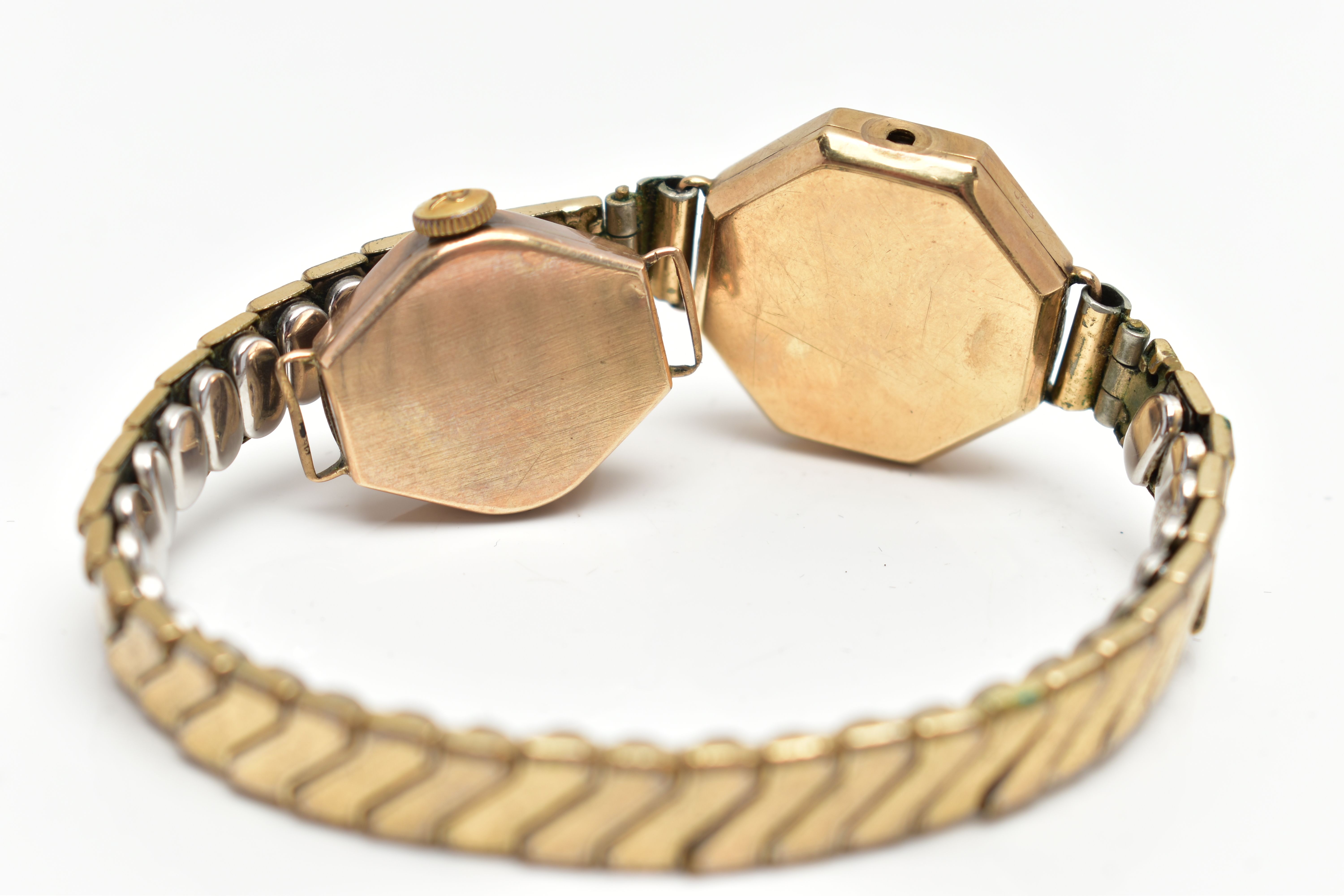 TWO 9CT GOLD WATCHES, the first an AF lady's wrist watch, signed 'Avia', Roman numerals - Image 3 of 4