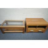 A LARGE RECTANGULAR TV CABINET, with a single drawer, length 100cm x depth 60cm x height 59cm, along