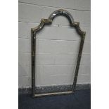 A FRENCH BRASS AND MOSAIC MIRRORED FRAME, width 86cm x height 152cm (good condition)