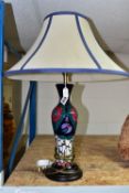 A MOORCROFT TRIBUTE TO CHARLES RENNIE MACKINTOSH TABLE LAMP, designed by Rachael Bishop, approximate