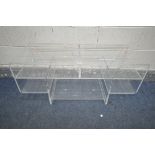 A PERSPEX TV UNIT, with five sections, width 103cm x depth 40cm x height 45cm
