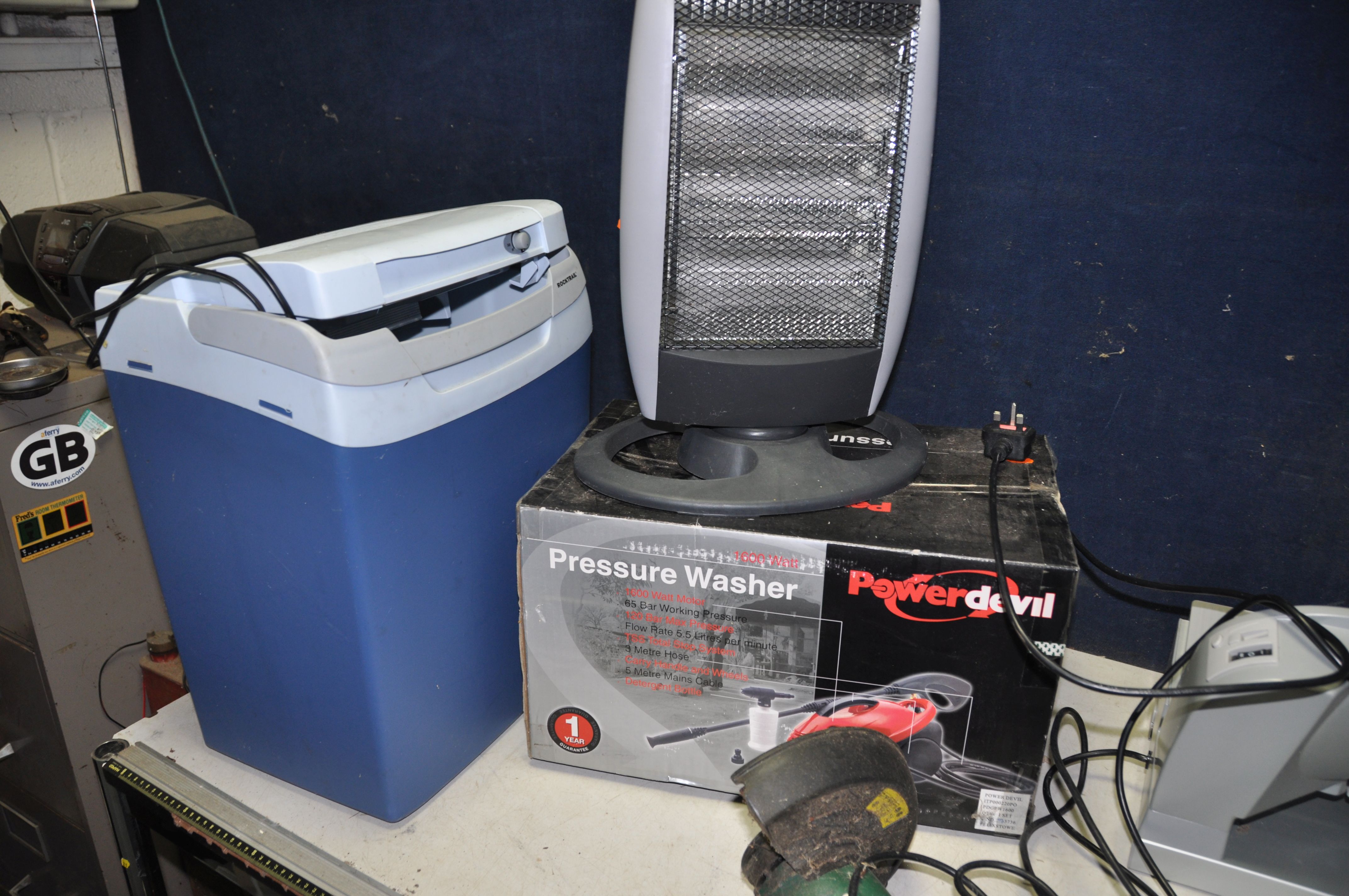 A POWER DEVIL PRESSURE WASHER, sealed in box, a Kingfisher strimmer, a Fine Elements halogen heater, - Image 2 of 3