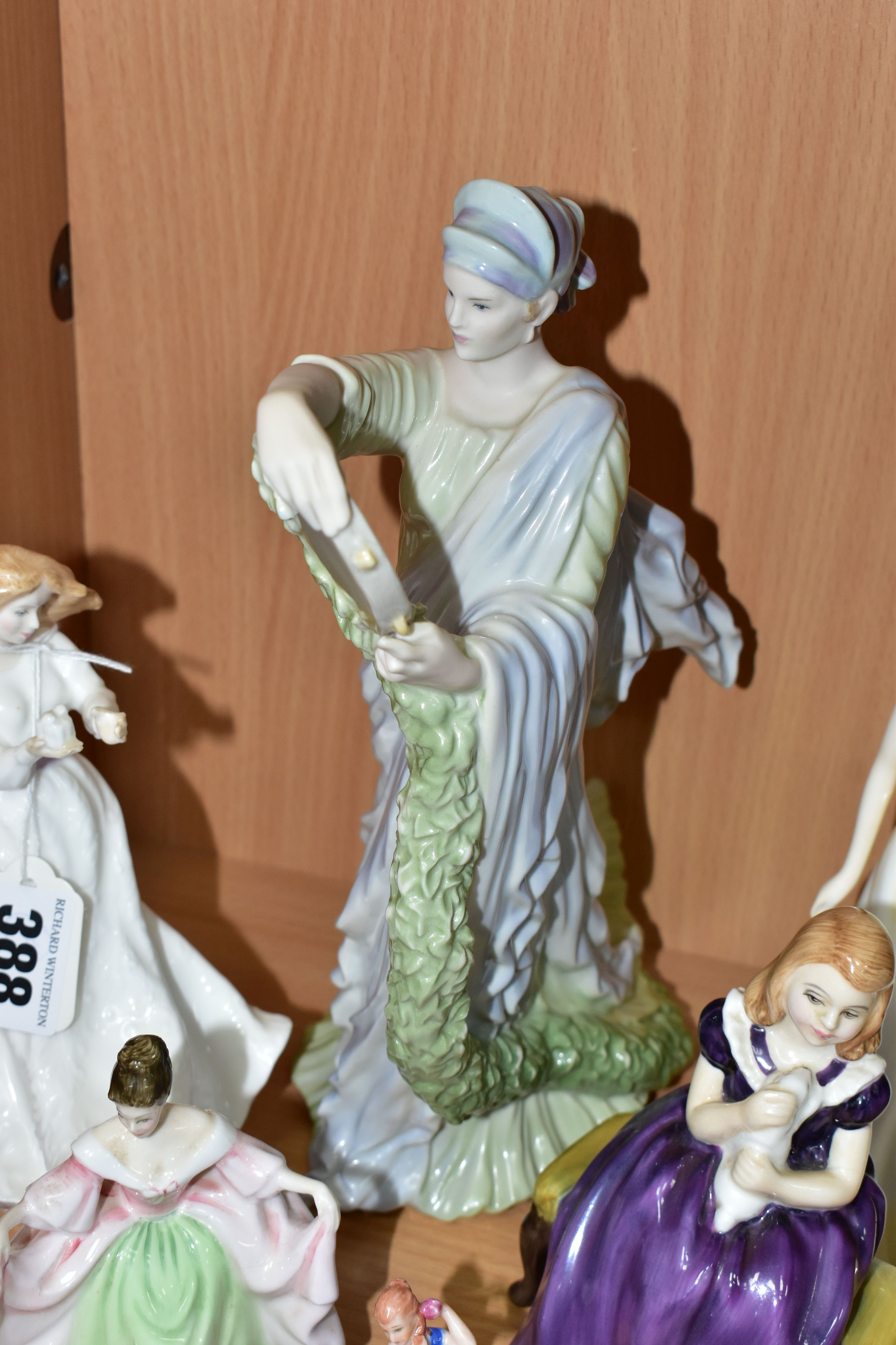 EIGHT ROYAL DOULTON AND WEDGWOOD FIGURINES, comprising Royal Doulton: Sentiments Thank You - - Image 5 of 8