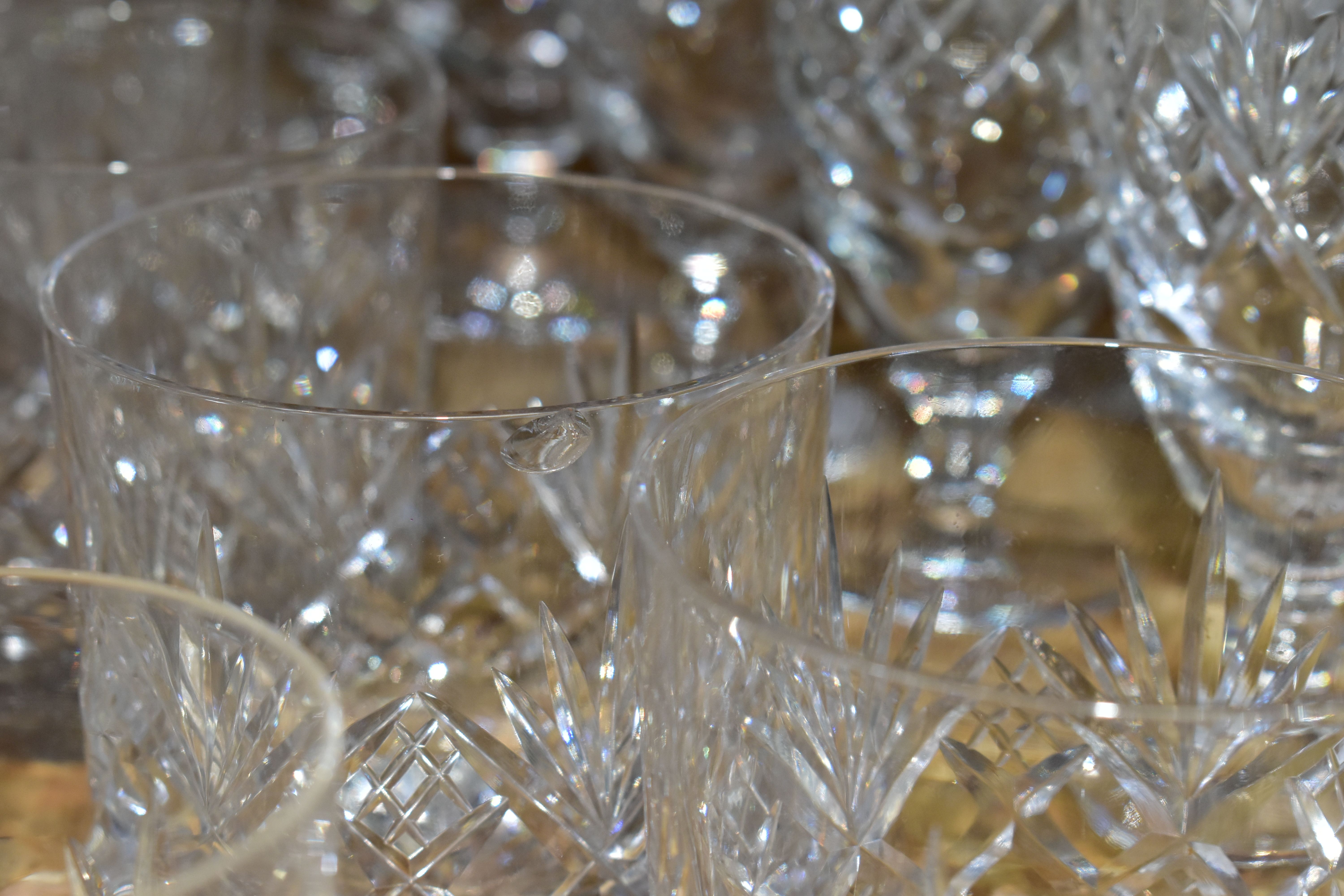 A QUANTITY OF CUT CRYSTAL, comprising a set of six Waterford 'Lismore' Crystal tumblers, a water - Image 10 of 11