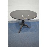 A GEORGIAN MAHOGANY TRIPOD TABLE, diameter 93cm x height 71cm (condition - surface marks and stains,