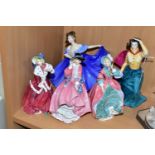 FIVE ROYAL DOULTON FIGURINES, comprising a limited edition Grace Darling figurine HN3089 numbered