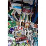 SPORTING EPHEMERA, five boxes containing a large collection of books, scrapbooks, souvenirs and