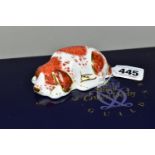 A BOXED ROYAL CROWN DERBY PUPPY PAPERWEIGHT, an exclusive to The Royal Crown Derby Collectors Guild,