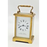A 'MAPPIN & WEBB' CARRIAGE CLOCK, hand wound movement, white dial, signed 'Mappin & Webb Ltd London,