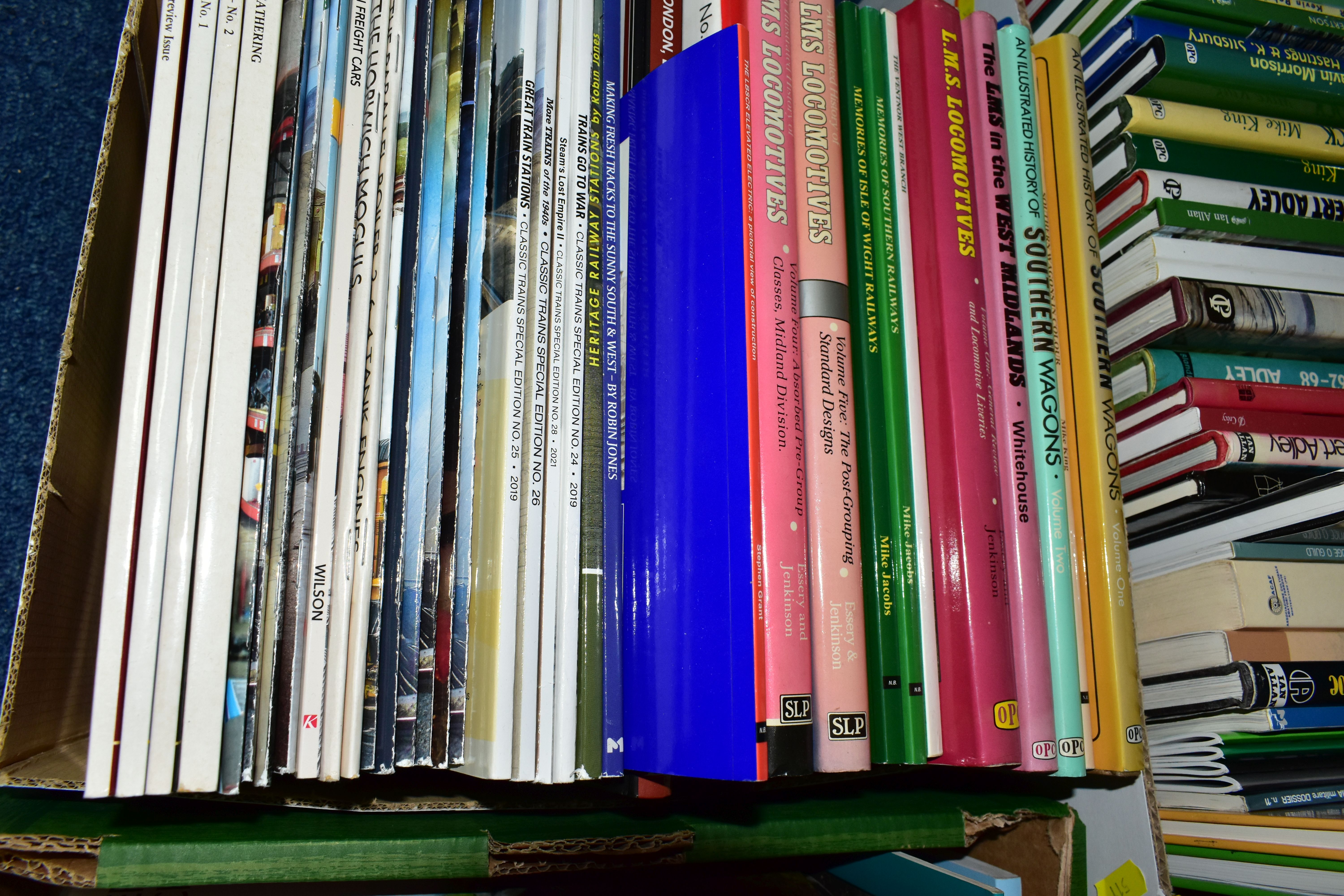 FIVE BOXES OF BOOKS, to include over one hundred and fifty books and magazines covering steam - Image 3 of 6