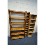 A PINE IKEA SIX TIER WATERFALL BOOKCASE, width 93cm x depth 33cm x height 198cm, a slim pine