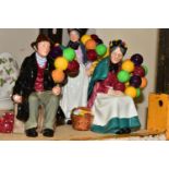 THREE WEDGWOOD BALLOON FIGURES, comprising 'The Old Balloon Seller' HN1315, 'Biddy Pennyfarthing'