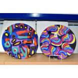 TWO BOXED LIMITED EDITION PLATES BY SUSI KRAMER FOR SUISSE LANGENTHAL, with bold abstract designs,